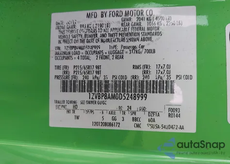 2013 Ford Mustang V6 from USA, damaged, VIN 1ZVBP8AM0D5248999